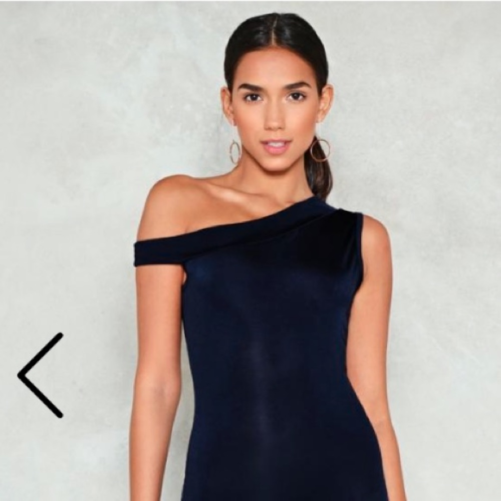 Navy one shoulder bodycon dress
